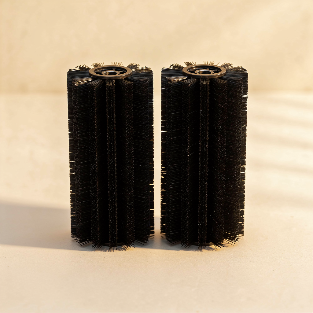 Two Ember Pro replacement black bristle roller heads